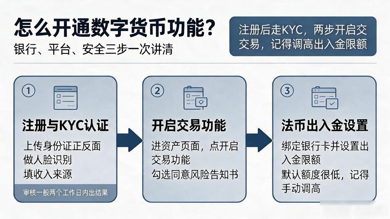 怎么开通数字货币功能？银行、平台、安全三步一次讲清