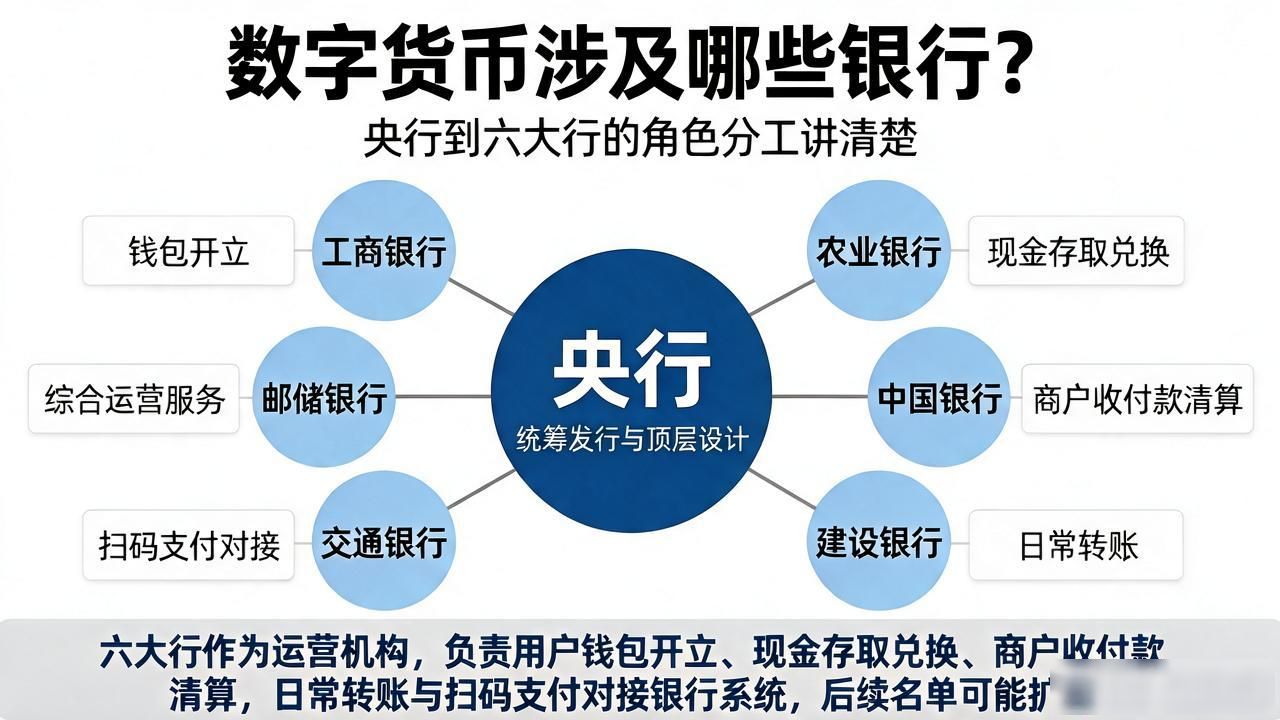 数字货币涉及哪些银行？央行到六大行的角色分工讲清楚